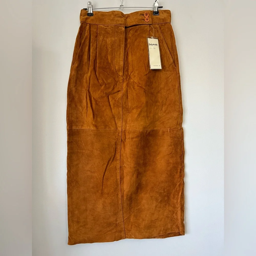 Vintage Bagatelle Arlington Avenue Leather 2 Piece Skirt Suit Top Large Skirt 8